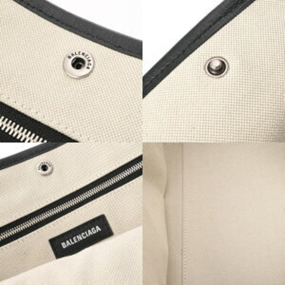 Balenciaga Biarritz Tote Black Canvas Square Calf Bag - Picture 8 of 9